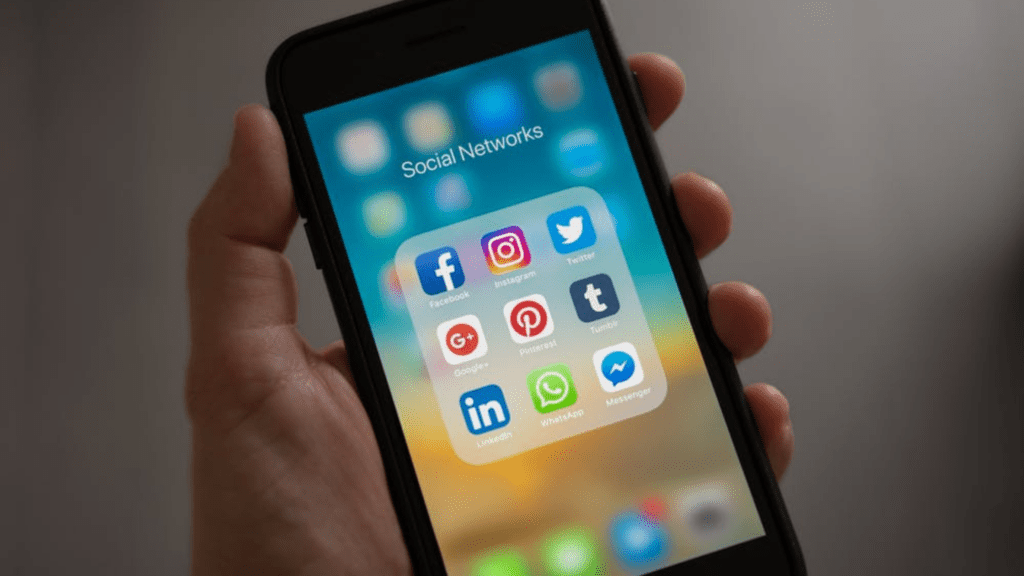 social media app icons on a phone