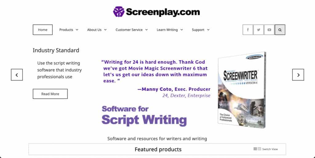 Screenshot of Movie Magic Screenwriter best screenwriting software homepage