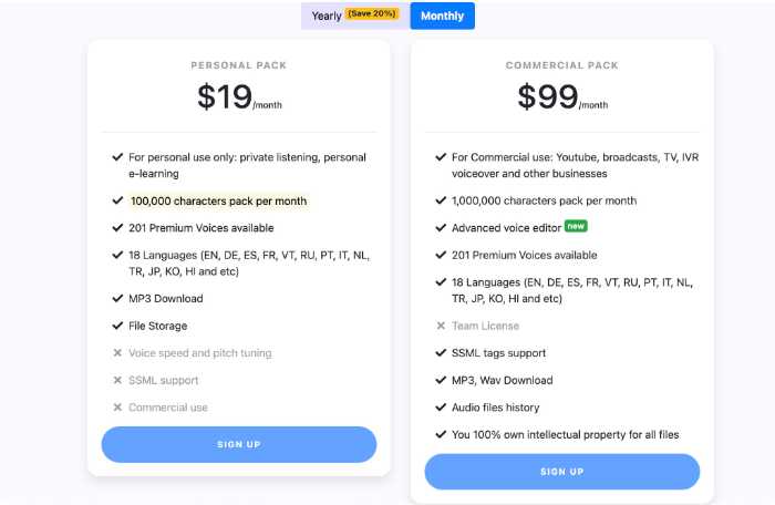 Screenshot of Notevibes pricing