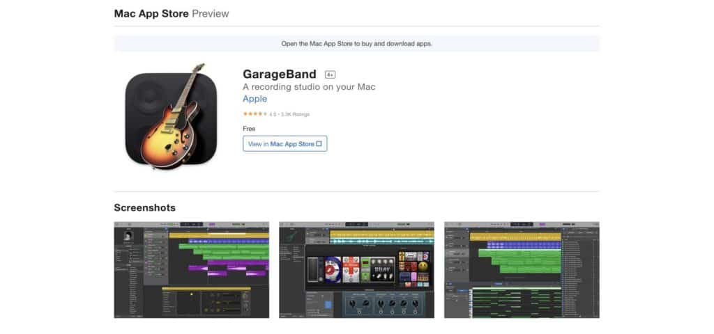 Apple GarageBand mac app store screenshot