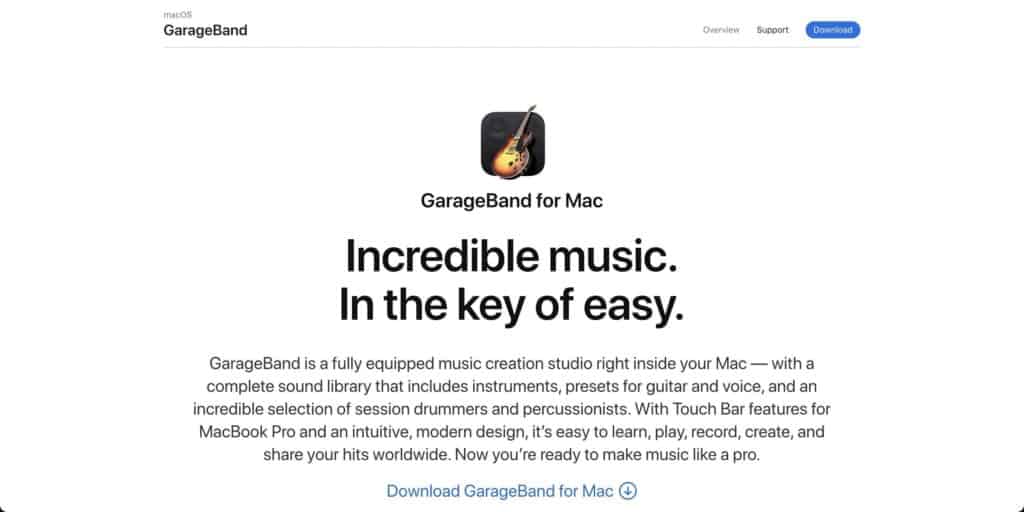 GarageBand best beat making software homepage screenshot