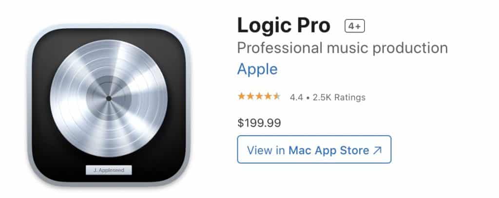 Logic Pro App Store pricing screenshot