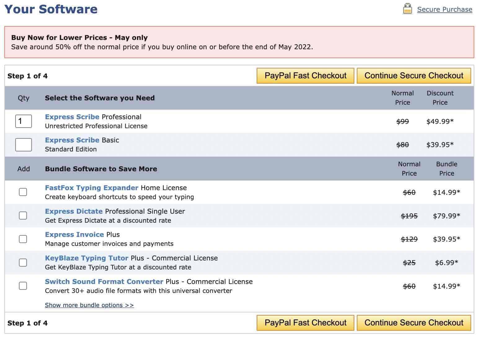 express scribe pricing screenshot