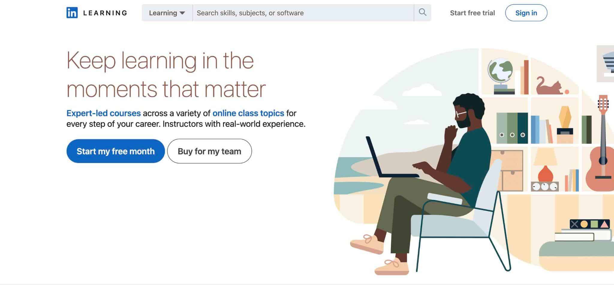 LinkedIn Learning homepage screenshot