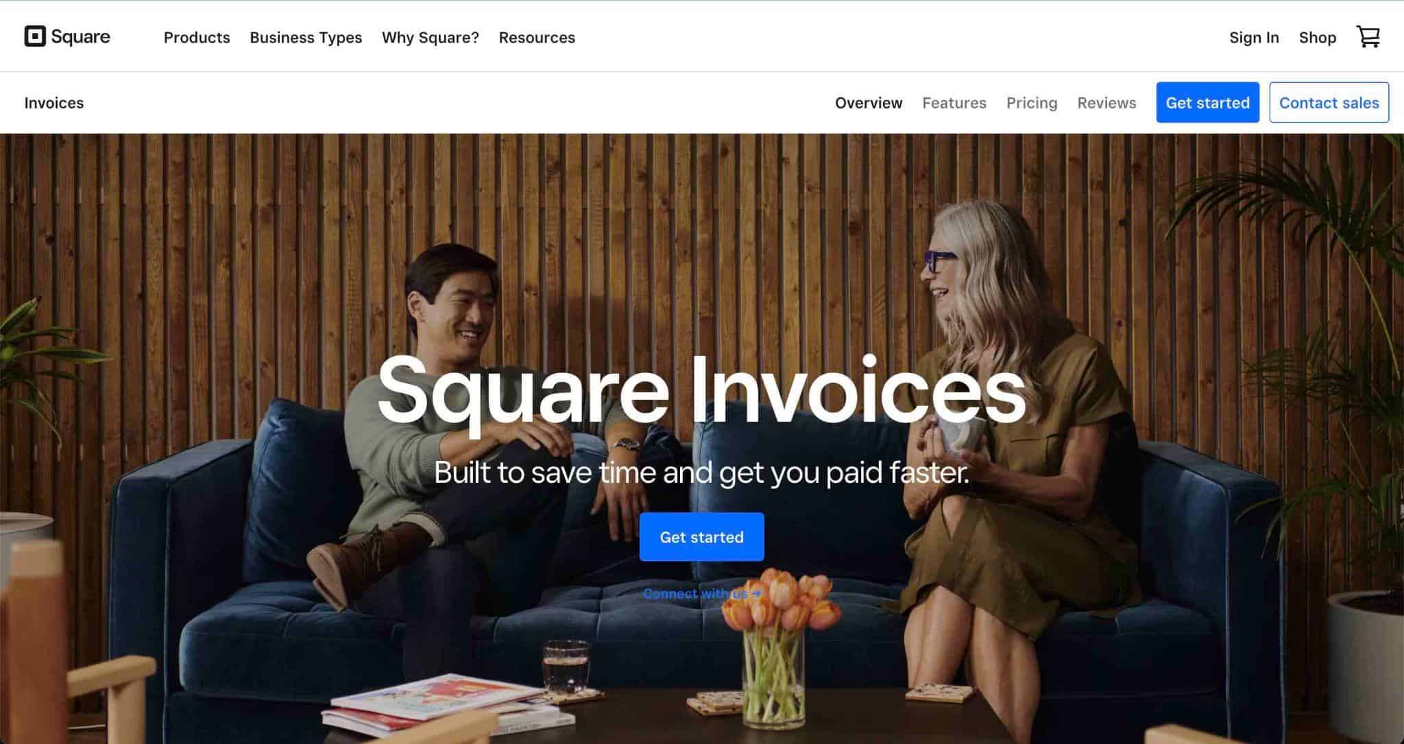 Screenshot of Square Invoices homepage