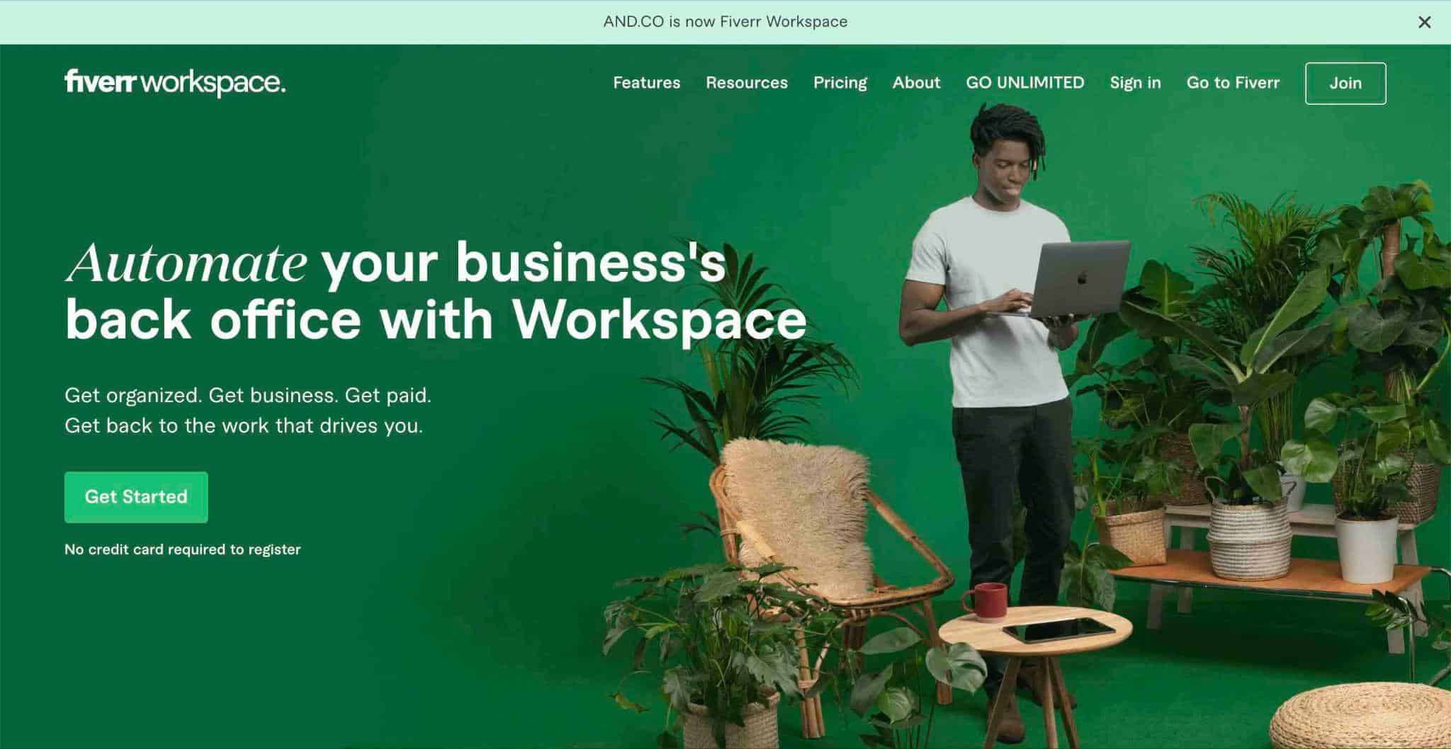 Screenshot of Fiverr Workspace homepage