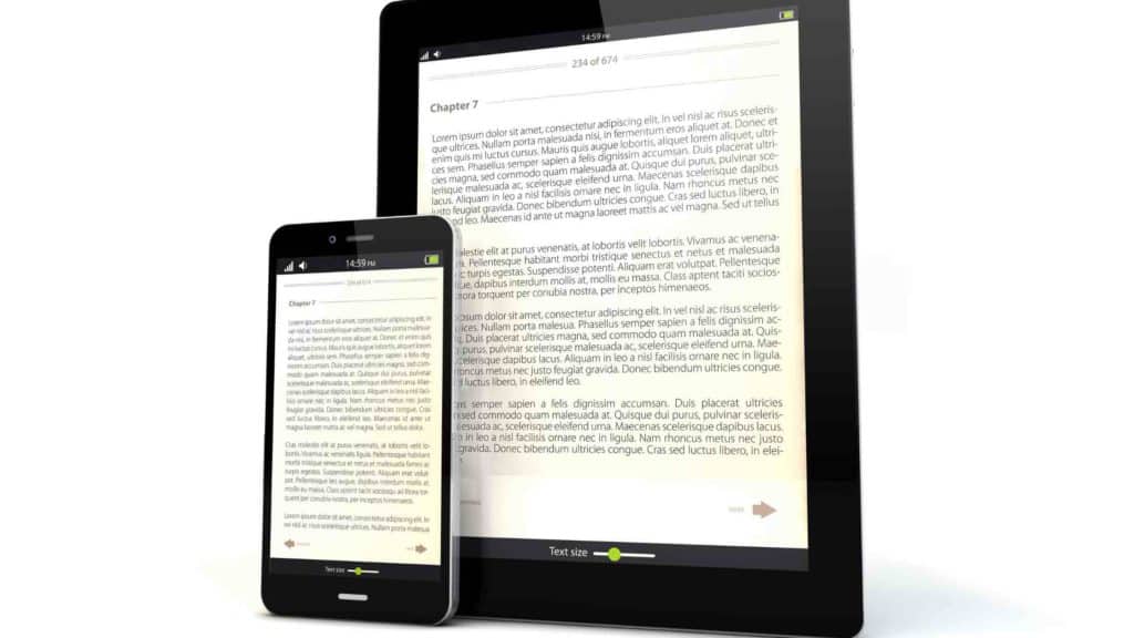 eBook on tablet and smartphone