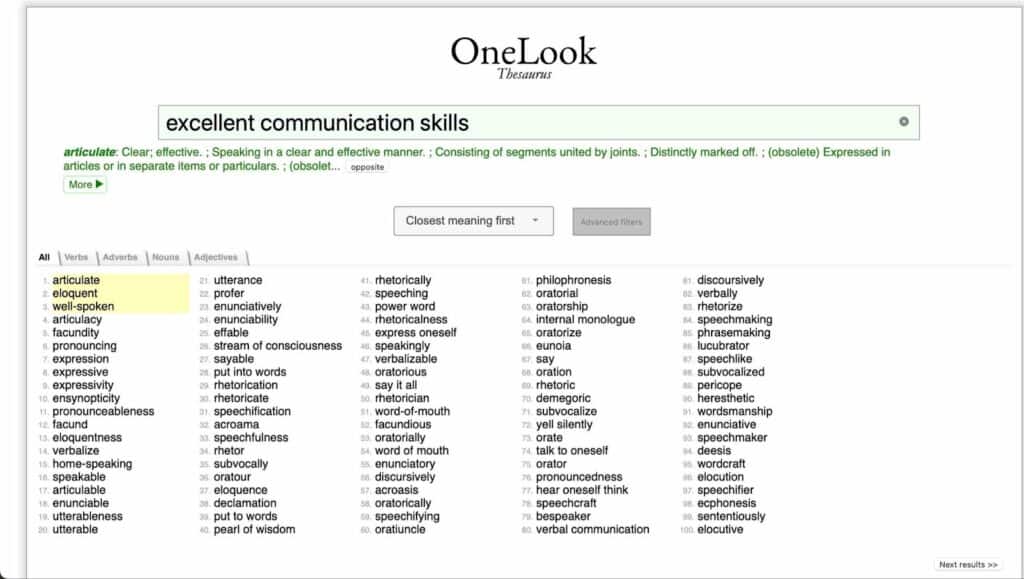 OneLook homepage - best business writing tools