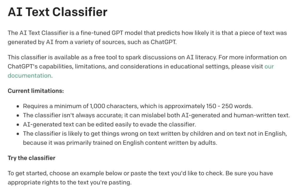OpenAI AI Text Classifier